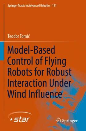 Model-Based Control of Flying Robots for Robust Interaction Under Wind Influence
