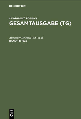 Gesamtausgabe (TG), Band 14, Gesamtausgabe (TG) (1922)