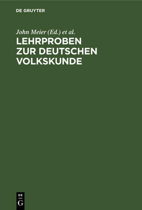 Lehrproben zur deutschen Volkskunde