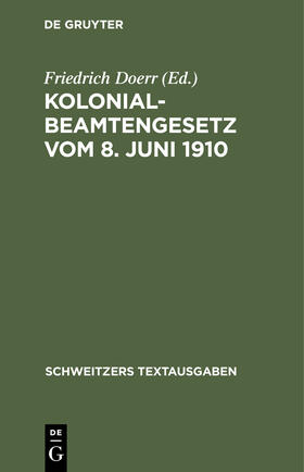 Kolonialbeamtengesetz vom 8. Juni 1910