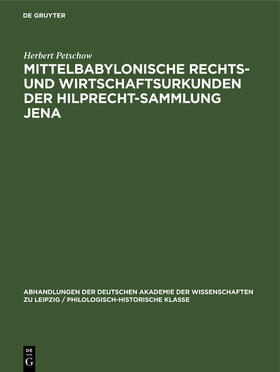 Mittelbabylonische Rechts- und Wirtschaftsurkunden der Hilprecht-Sammlung Jena