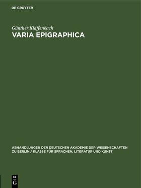 Varia Epigraphica