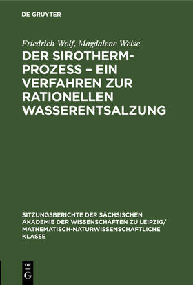 Der Sirotherm-Prozess ¿ Ein Verfahren zur rationellen Wasserentsalzung