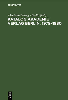 Katalog Akademie Verlag Berlin, 1979¿1980