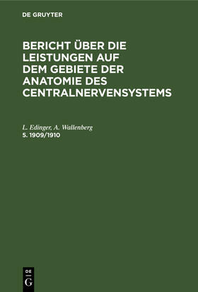 Bericht über die Leistungen auf dem Gebiete der Anatomie des Centralnervensystems. 5. 1909/1910