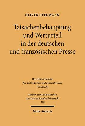 Tatsachenbehauptung und Werturteil in der deutschen und französischen Presse