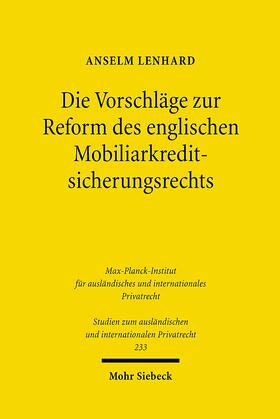 Lenhard, A: Vorschläge/Reform des engl. MobiliarkreditR