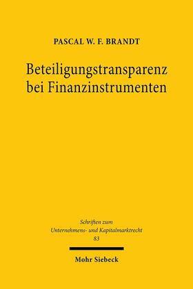 Brandt, P: Beteiligungstransparenz bei Finanzinstrumenten