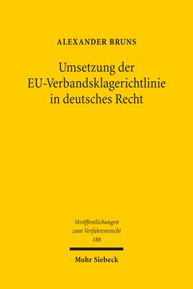 Bruns, A: Umsetzung der EU-Verbandsklagerichtlinie