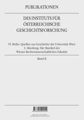 Die Matrikel der Wiener Rechtswissenschaftlichen Fakultät