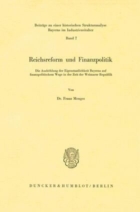 Reichsreform und Finanzpolitik.