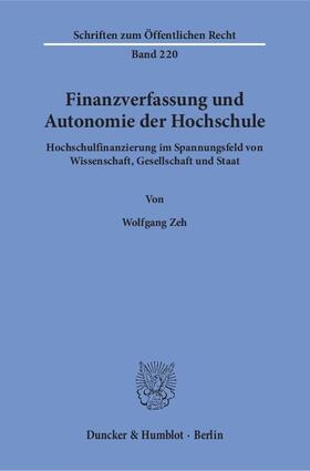 Finanzverfassung und Autonomie der Hochschule.