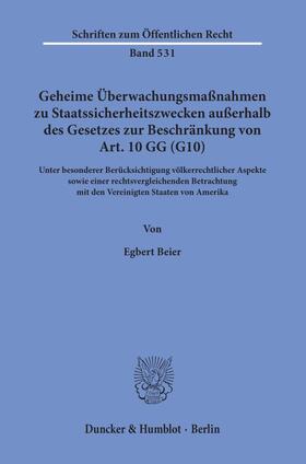 Geheime Überwachungsmaßnahmen zu Staatssicherheitszwecken außerhalb des Gesetzes zur Beschränkung von Art. 10 GG (G10).