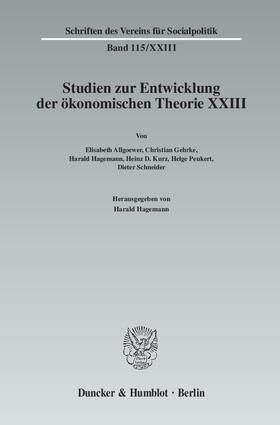 Studien zur Entwicklung der ökonomischen Theorie XXIII