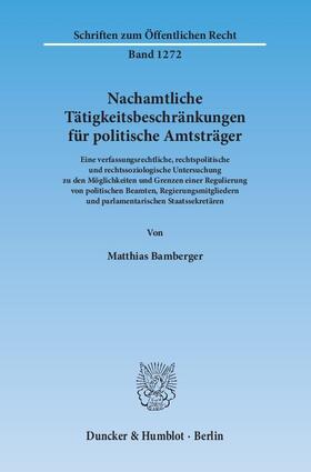 Nachamtliche Tätigkeitsbeschränkungen für politische Amtsträger