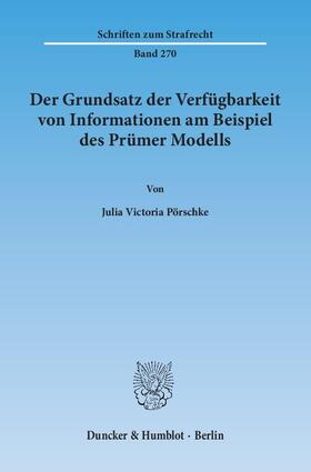 Der Grundsatz der Verfügbarkeit von Informationen am Beispiel des Prümer Modells