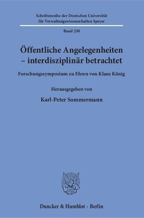 Öffentliche Angelegenheiten - interdisziplinär betrachtet