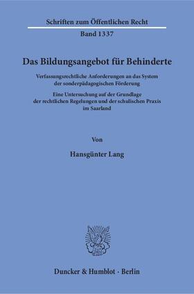 Lang, H: Bildungsangebot für Behinderte