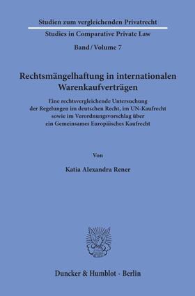 Rener, K: Rechtsmängelhaftung in internationalen Warenkaufve