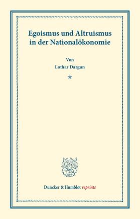 Egoismus und Altruismus in der Nationalökonomie