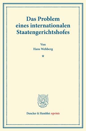 Das Problem eines internationalen Staatengerichtshofes