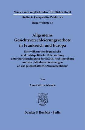 Allgemeine Gesichtsverschleierungsverbote in Frankreich und Europa.