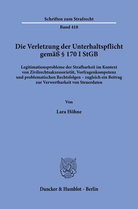 Die Verletzung der Unterhaltspflicht gemäß § 170 I StGB.