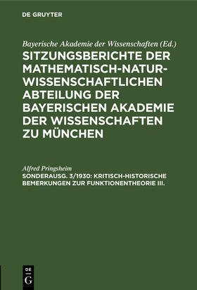 Kritisch-historische Bemerkungen zur Funktionentheorie III.