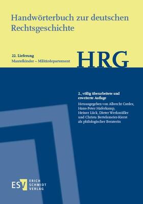 Handwörterbuch zur deutschen Rechtsgeschichte (HRG) – Lieferungsbezug – -  - Lieferung 22: Mantelkinder–Militärdepartment