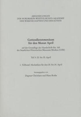 Gottesdienstmenäum für den Monat April, Teil 3: 1. Teilband: Akoluthien für den 20.-24. April