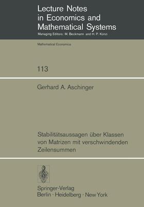 Stabilitätsaussagen über Klassen von Matrizen mit verschwindenden Zeilensummen