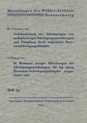 Aufschaukelung der Schwingungen von mehrgliederigen Schwingungsanordnungen und Dämpfung durch aufgesetzte Resonanzschwingungsdämpfer. In Resonanz erregte Schwebungen bei Schwingungsanordnungen, die mit einem Resonanz-Schwingungsdämpfer ausgerüstet sind