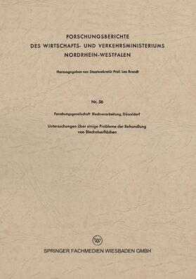 Untersuchungen über einige Probleme der Behandlung von Blechoberflächen