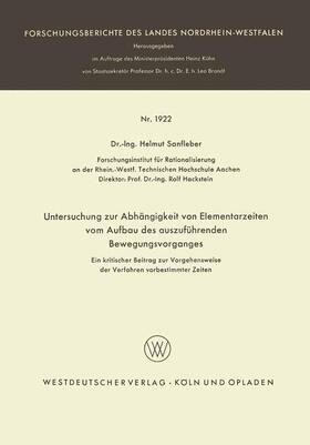 Untersuchung zur Abhängigkeit von Elementarzeiten vom Aufbau des auszuführenden Bewegungsvorganges