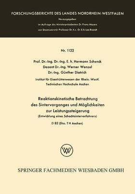 Reaktionskinetische Betrachtung des Sintervorganges und Möglichkeiten zur Leistungssteigerung