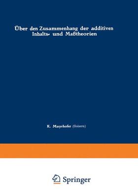 Über den Zusammenhang der additiven Inhalts- und Maßtheorien