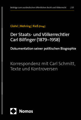 Der Staats- und Völkerrechtler Carl Bilfinger (1879-1958)