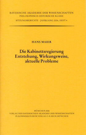 Die Kabinettsregierung. Entstehung, Wirkungsweise, aktuelle Probleme