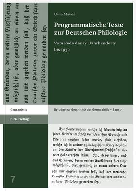 Meves, U: Programmatische Texte zur Deutschen Philologie