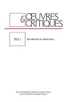 OEUVRES & CRITIQUES, XLI,1 (2016)