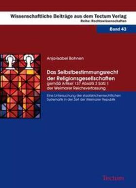 Bohnen, A: Selbstbestimmungsrecht der Religionsgesellschafte