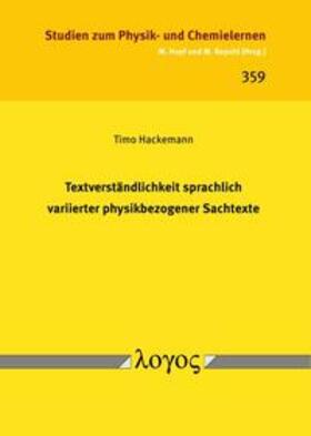 Textverständlichkeit sprachlich variierter physikbezogener Sachtexte