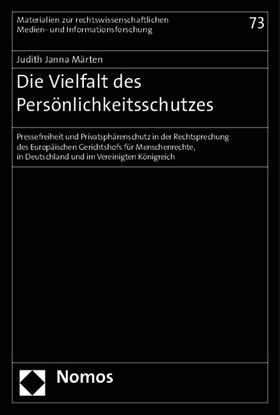 Märten, J: Vielfalt des Persönlichkeitsschutzes