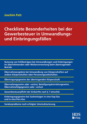 Checkliste Besonderheiten bei der Gewerbesteuer in Umwandlungs- und Einbringungsfällen