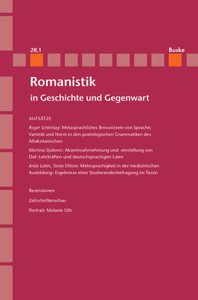 Romanistik in Geschichte und Gegenwart Jahrgang 28 Heft 1