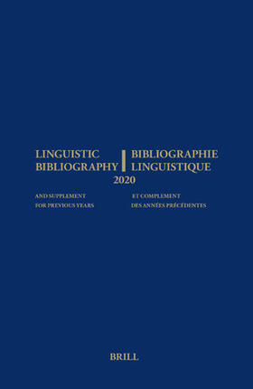 Linguistic Bibliography for the Year 2020 / Bibliographie Linguistique de l'Année 2020