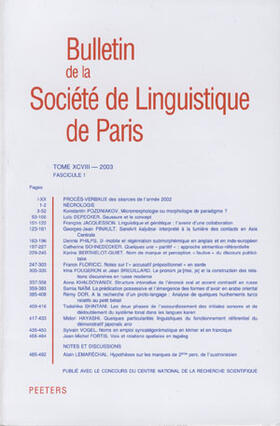 Bulletin de la Société de Linguistique de Paris