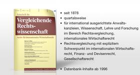 Zeitschrift für Vergleichende Rechtswissenschaft