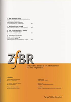 Zeitschrift für deutsches und internationales Bau- und Vergaberecht (ZfBR)