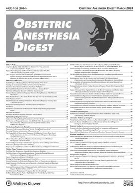 Obstetric Anesthesia Digest